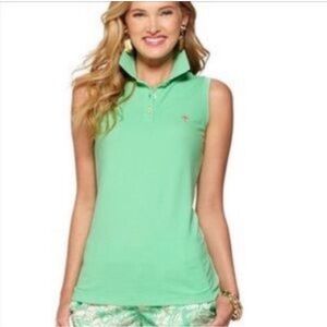 Lilly Pulitzer Green Sleeveless Polo Top